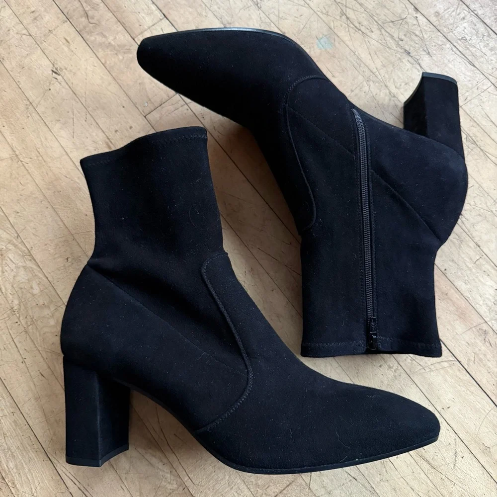NWOB INEZ Paz 70 Ankle Boots Black Suede Zip Up US 9.5 - Picture 4 of 13